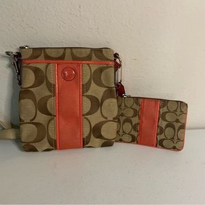 Coach Legacy Signature Swingpack Crossbody Bag And Wristlet